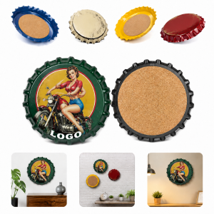 Bottle Cap-Shaped Absorbent Ceramic Coasters with Cork Base