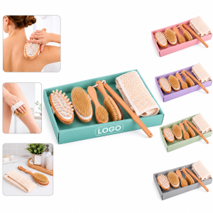 Biodegradable Bamboo & Boar Bristle Body and Face Brush Set with Detachable Long Handle